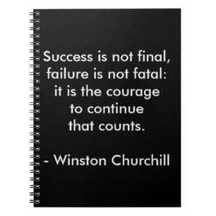 Caderno Espiral Citação de Winston Churchill; Sucesso