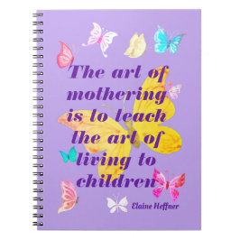 Caderno Espiral Citação do Dia das Mães Com Borboletas Aquarela