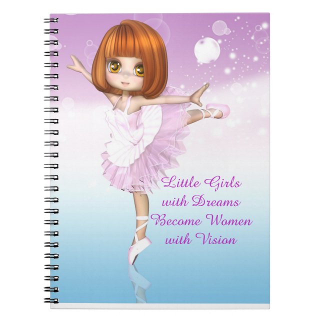 Caderno Espiral Citação do Sonho de Meninas Ballerina Inspiraciona (Frente)
