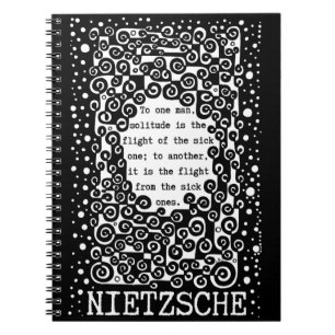 Caderno Espiral Citação em preto e branco SOLITUDE de Nietzsche