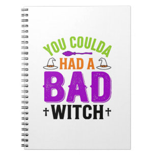 Caderno Espiral Citação engraçada de bruxa ruim de Halloween Desig