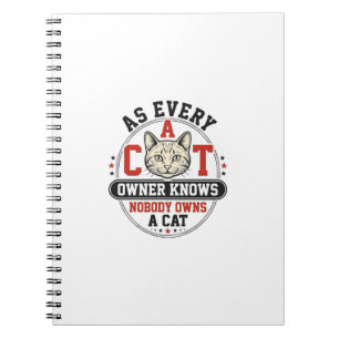 Caderno Espiral Citação engraçada de dono de gato, design de gravu