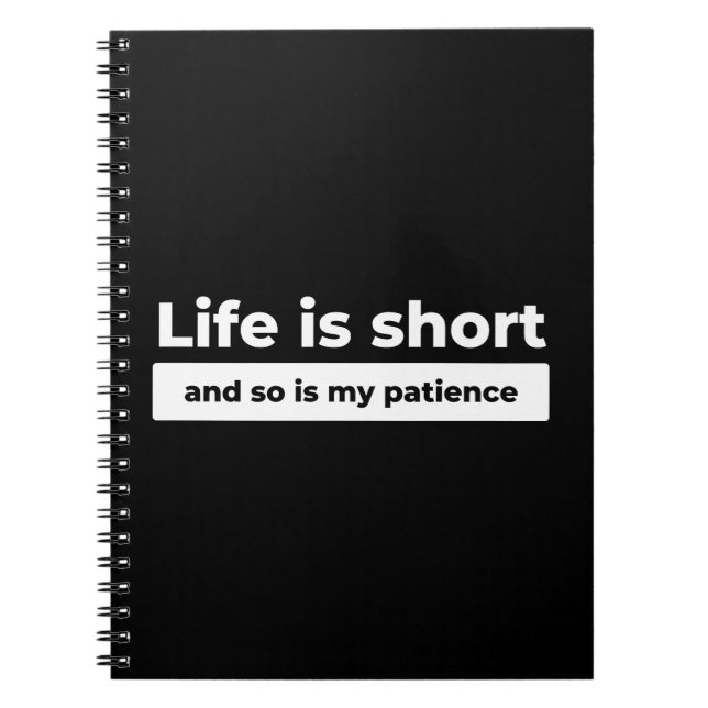Caderno Espiral Citação engraçada de vida curta (Frente)