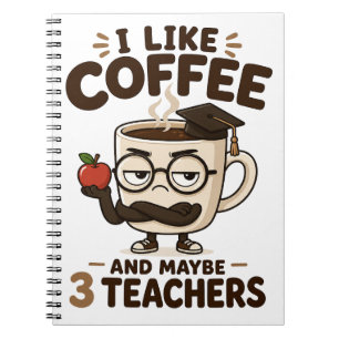 Caderno Espiral Citação Engraçada e Sarcástica de Café para Profes