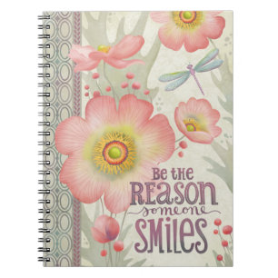Caderno Espiral Citação Floral Rosa