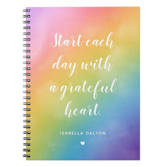 Caderno Espiral Citação Grateful Heart Watercolor (Frente)