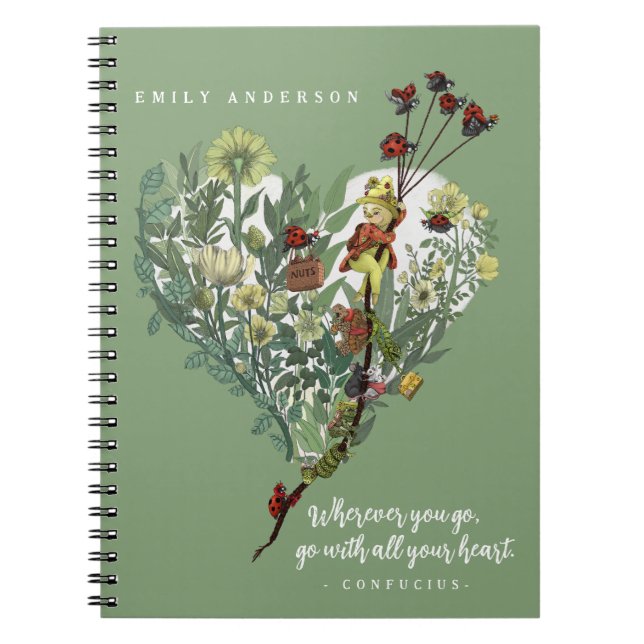Caderno Espiral Citação Inspiradora de Aventura da Doce Joaninha V (Frente)