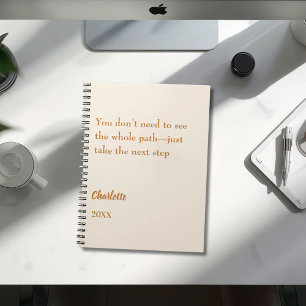 Caderno Espiral Citação inspiradora de objetivo bege creme