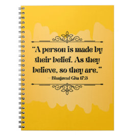 Caderno Espiral Citação Mínimalista Bhagavad Gita, Ouro inspirada