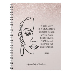 Caderno Espiral Citação Motivacional entre Lady Face Rosa Dourad