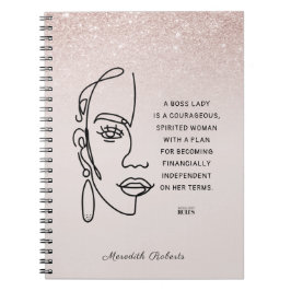 Caderno Espiral Citação Motivacional entre Lady Face Rosa Dourada 