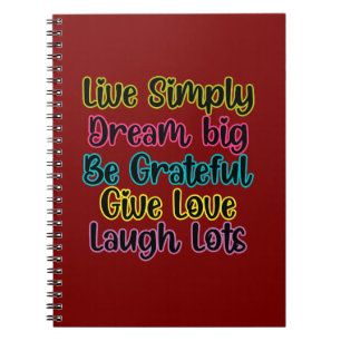 Caderno Espiral Citação Motivacional Viva Simplesmente Sonhe Dê Am