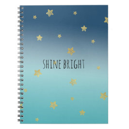 Caderno Espiral citação personalizada do Dourado Stars Aqua Blue O