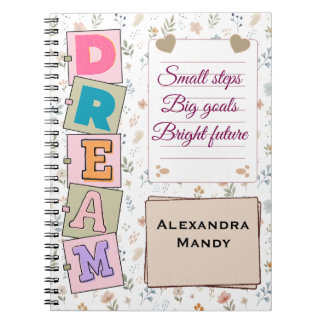 Caderno Espiral citação personalizada floral dos sonhos