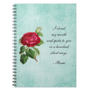 Caderno Espiral Citação Rumi Inspiracional sobre Pergaminho Verde