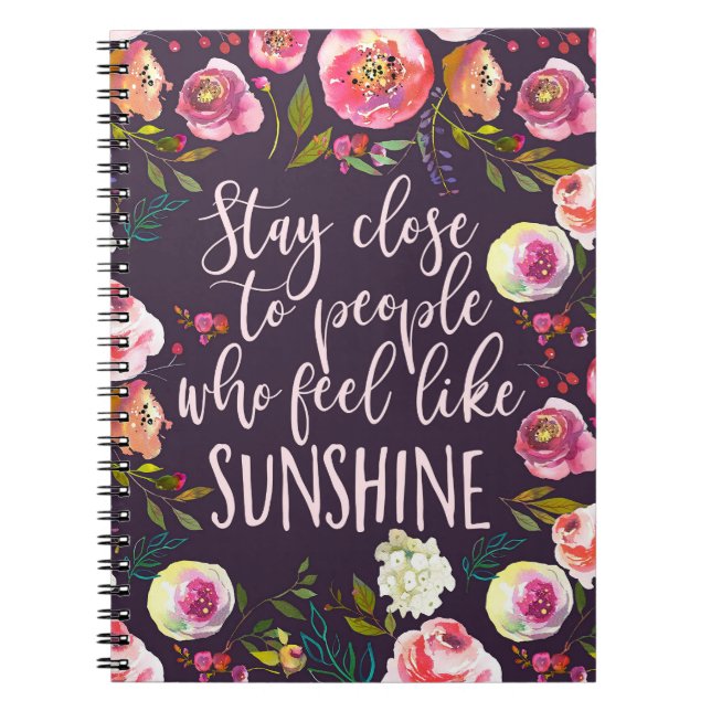 Caderno Espiral Citação Sunshine, Boho Inspiracional Motivacional (Frente)