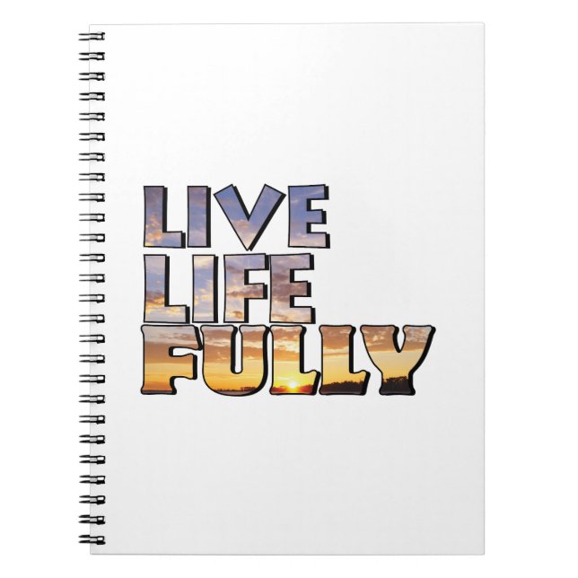 Caderno Espiral Citação Viva a Vida Plenamente (Frente)