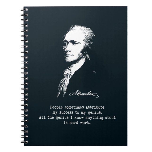 Caderno Espiral Citações de Alexander Hamilton. Sucesso, gênio (Frente)