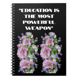 Caderno Espiral Citações de educação Flor personalizada Foto texto