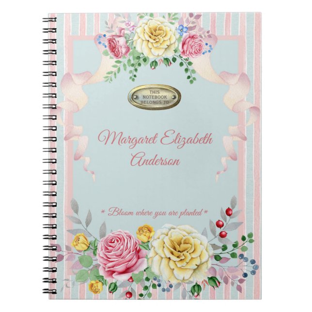 Caderno Espiral Citações florais conhecidas feitas sob encomenda (Frente)