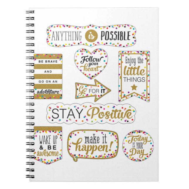 Caderno Espiral Citações Inspiracionais Coloridas (Frente)