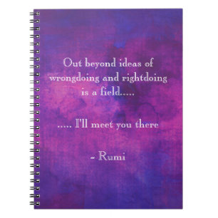 Caderno Espiral Citações inspiradas de Rumi no abstrato do roxo