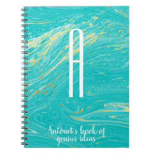 Caderno Espiral Citações modernas Dourados de mármore elegantes