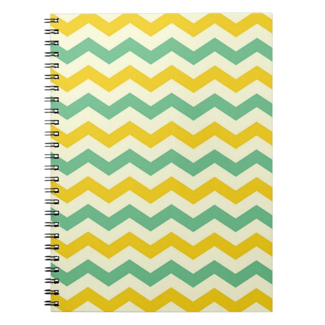 Caderno Espiral Citrus e Limão Chevron Zigzags Amarelo Verde (Frente)