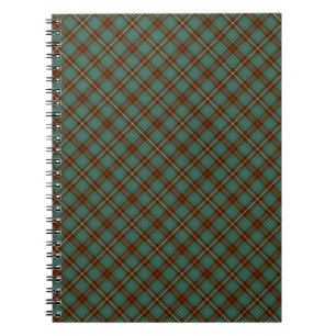 Caderno Espiral Clã Fraser Brown e Tartan verde da caça