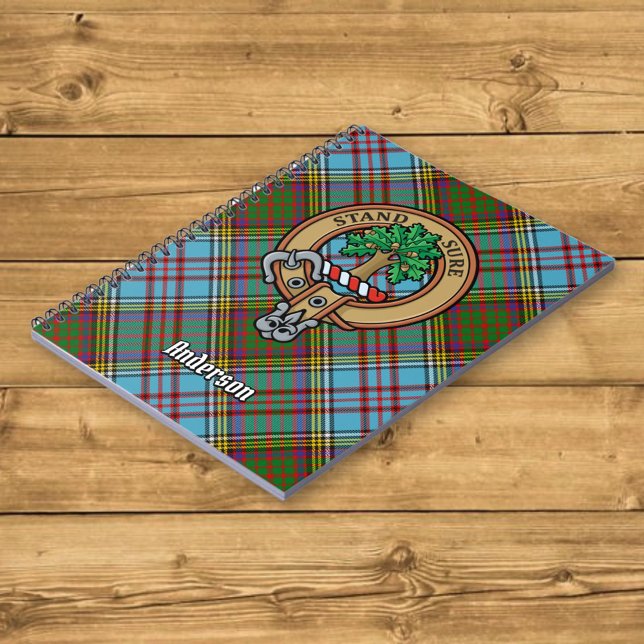 Caderno Espiral Clan Anderson Crest sobre Tartan (Criador carregado)