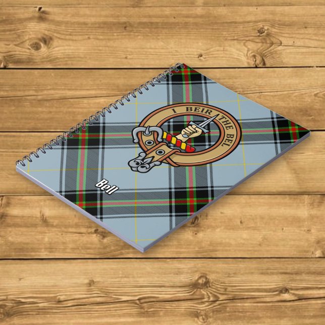 Caderno Espiral Clan Bell Crest sobre Tartan (Criador carregado)