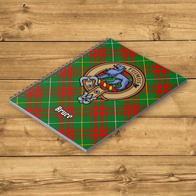 Caderno Espiral Clan Bruce Crest sobre caçar Tartan (Criador carregado)