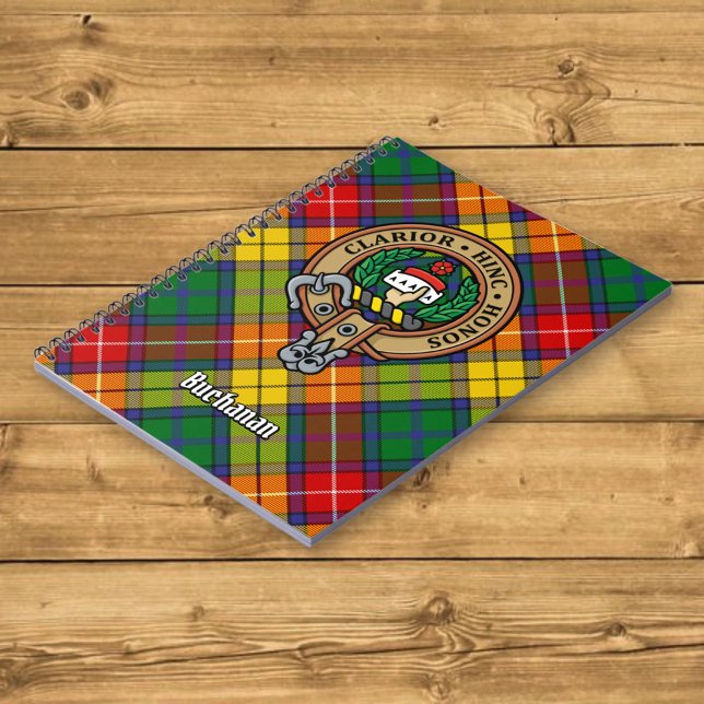 Caderno Espiral Clan Buchanan Crest sobre Tartan (Criador carregado)
