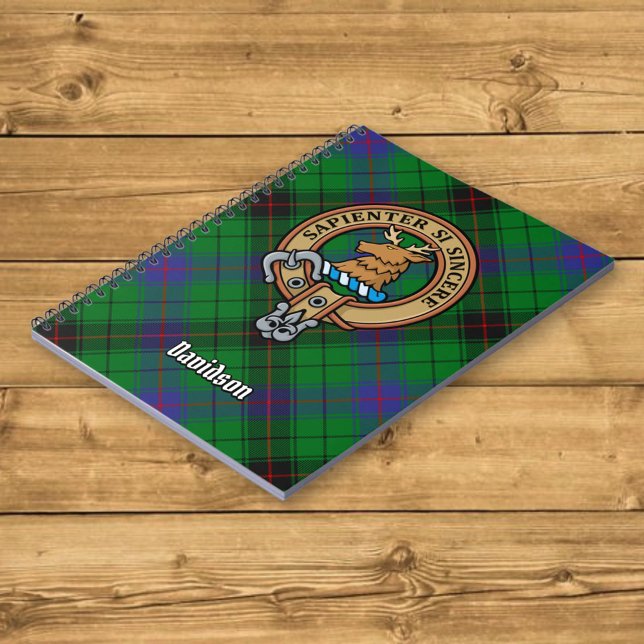 Caderno Espiral Clan Davidson Crest sobre Tartan (Criador carregado)