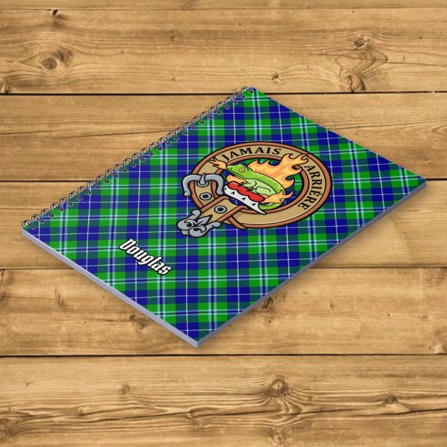 Caderno Espiral Clan Douglas Crest sobre Tartan (Criador carregado)