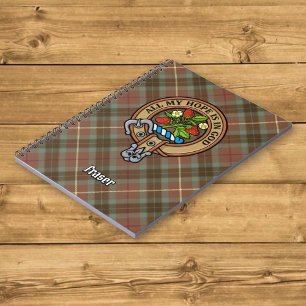 Caderno Espiral Clan Fraser Crest over Weathered Hunting Tartan