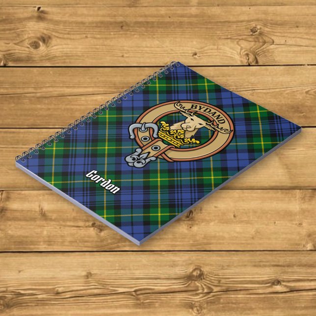 Caderno Espiral Clan Gordon Crest sobre Tartan (Criador carregado)