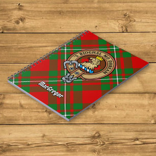 Caderno Espiral Clan Gregor Crest sobre Tartan