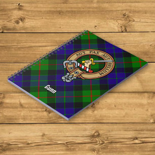 Caderno Espiral Clan Gunn Crest sobre Tartan
