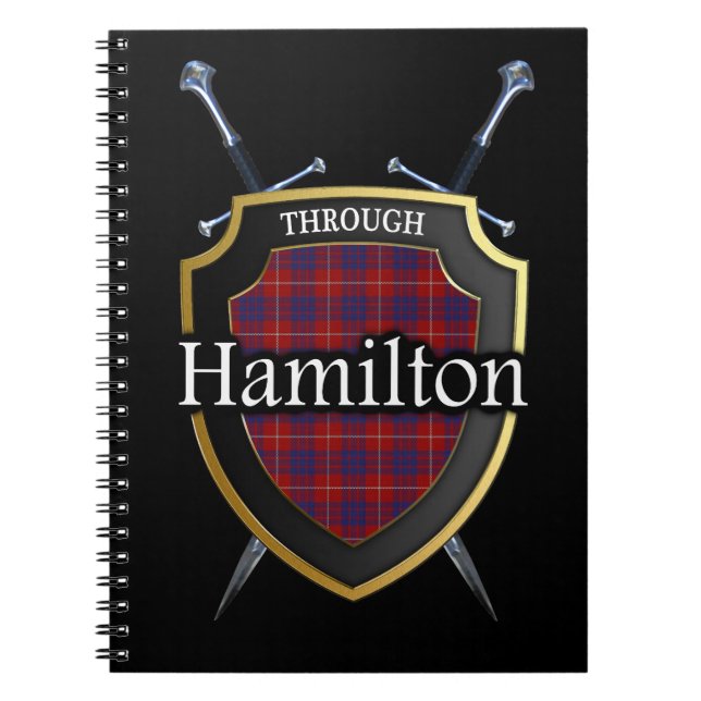 Caderno Espiral Clan Hamilton Tartan Shield & Swords (Frente)