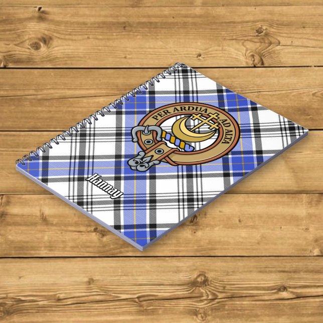Caderno Espiral Clan Hannay Crest sobre Tartan (Criador carregado)