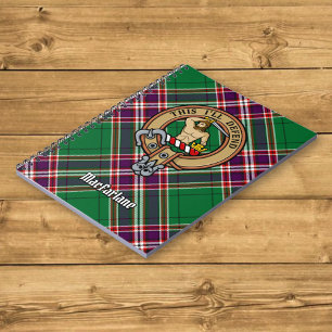 Caderno Espiral Clan MacFarlane Crest sobre Tartan de caça moderna