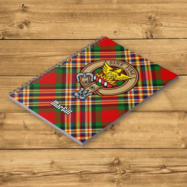 Caderno Espiral Clan MacGill Crest sobre Tartan (Criador carregado)