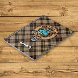 Caderno Espiral Clan MacKenzie Crest sobre Brown caçando Tartan