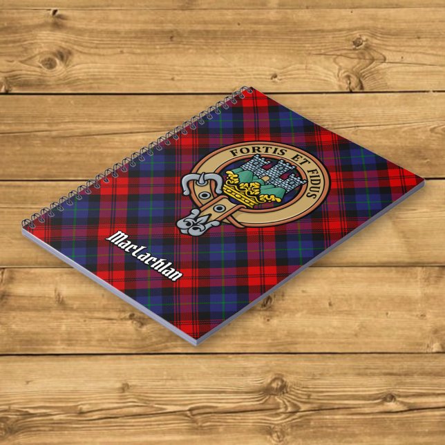 Caderno Espiral Clan MacLachlan Crest sobre Tartan (Criador carregado)