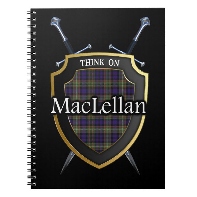 Caderno Espiral Clan MacLellan Tartan Shield & Swords (Frente)
