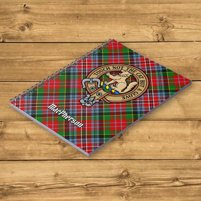 Caderno Espiral Clan MacPherson Crest sobre Tartan (Criador carregado)