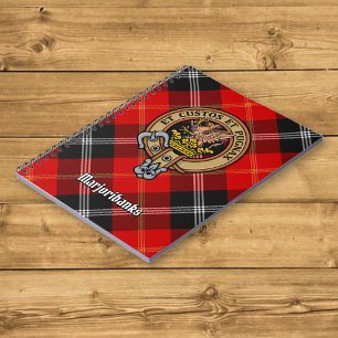 Caderno Espiral Clan Marjoribanks Crest sobre Tartan