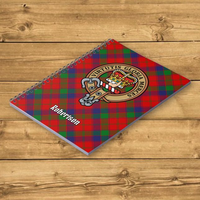 Caderno Espiral Clan Robertson Crest sobre Tartan (Criador carregado)