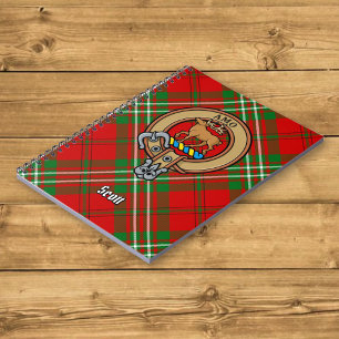 Caderno Espiral Clan Scott Crest sobre Red Tartan